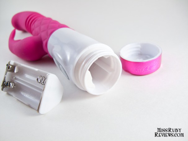 Blush G Rabbit Plush Stroker Battery cap. Takes 3 AAA batteries (not included)